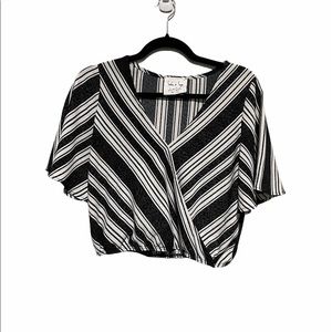 Black & White Striped Crop Top
